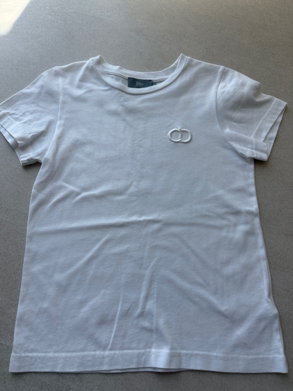 Dior kids White Crewneck T-Shirt with CD Embroidered Logo